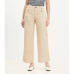 LOFT Curvy Palmer Wide Leg Crop Pants Twill Natural Jute Size 10